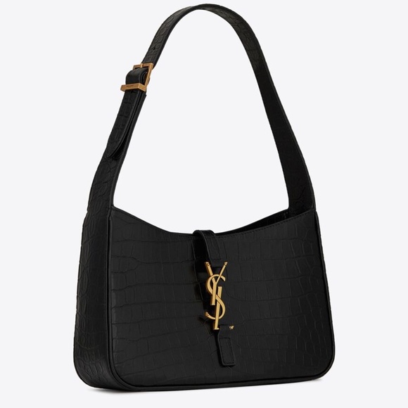 SAINT LAURENT LE 5 À 7 IN CROCODILE-EMBOSSED SHINY LEATHER YSL Hobo bag - Picture 4 of 13